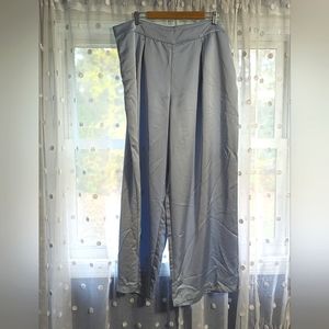 Eloquii Pleated Satin Wide Leg Trouser